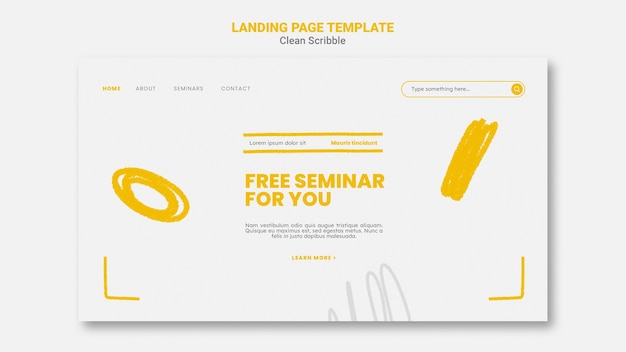 PSD gratuit modèle de page de destination de gribouillis propre