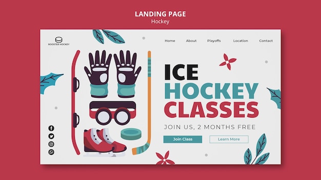 Modèle De Page De Destination De Hockey