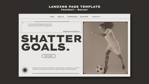 Modèle de page de destination de jeu de football