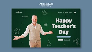 PSD gratuit modèle de page de destination de la journée de l'enseignant