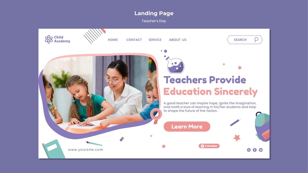 PSD gratuit modèle de page de destination de la journée de l'enseignant