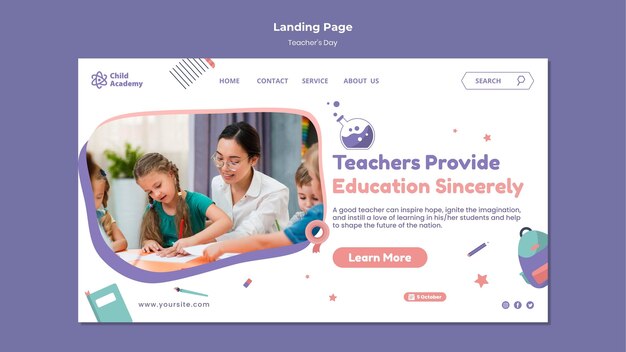 Modèle de page de destination de la journée des enseignants