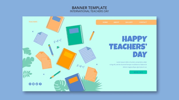PSD gratuit modèle de page de destination de la journée des enseignants
