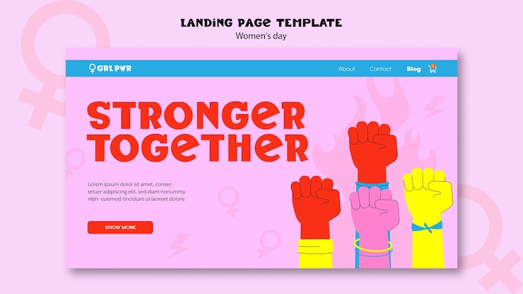 PSD gratuit modèle de page de destination de la journée des femmes au design plat