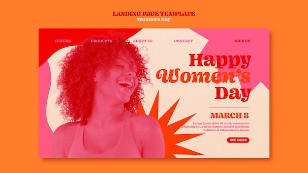 PSD gratuit modèle de page de destination de la journée des femmes au design plat