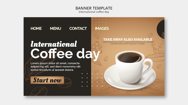 PSD gratuit modèle de page de destination de la journée internationale du café