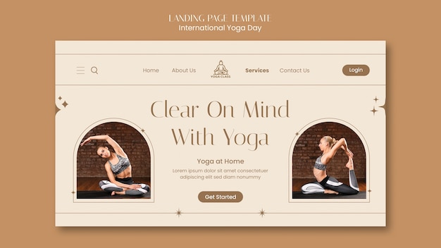 Modèle de page de destination de la journée internationale du yoga