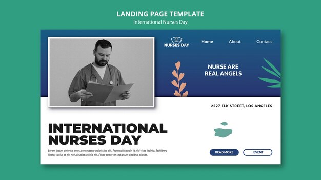 Modèle de page de destination de la journée internationale des infirmières dégradées