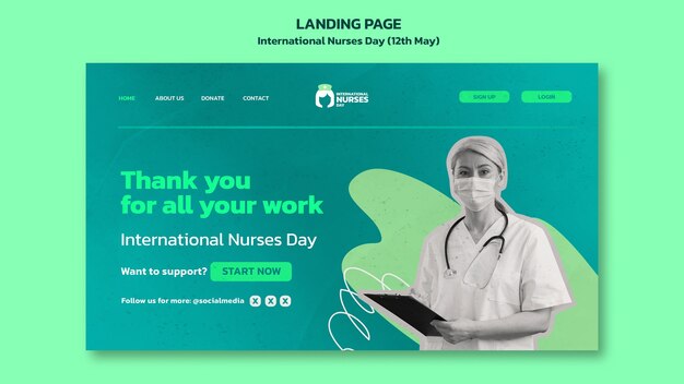 Modèle de page de destination de la journée internationale des infirmières