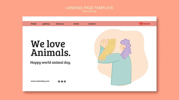 Modèle de page de destination de la journée mondiale des animaux