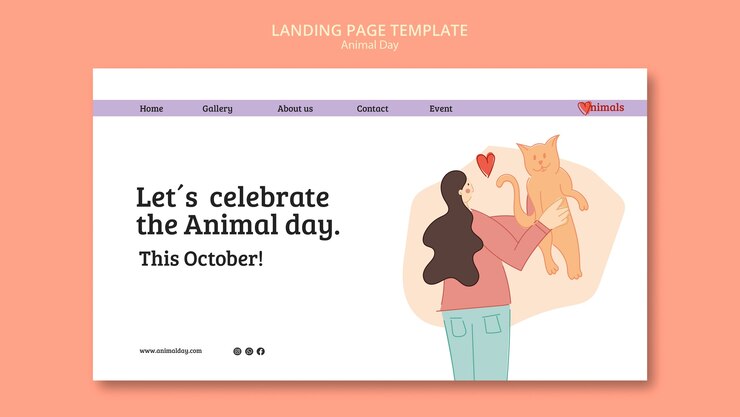 PSD gratuit modèle de page de destination de la journée mondiale des animaux