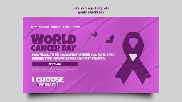 Modèle de page de destination de la journée mondiale du cancer