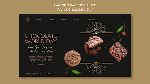 PSD gratuit modèle de page de destination de la journée mondiale du chocolat