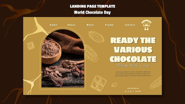 PSD gratuit modèle de page de destination de la journée mondiale du chocolat