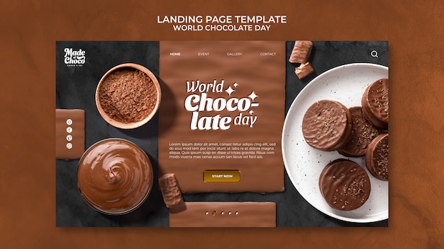 PSD gratuit modèle de page de destination de la journée mondiale du chocolat