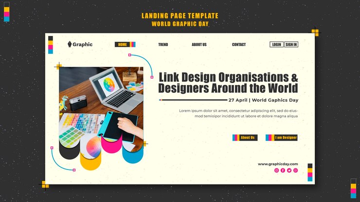 PSD gratuit modèle de page de destination de la journée mondiale du graphisme