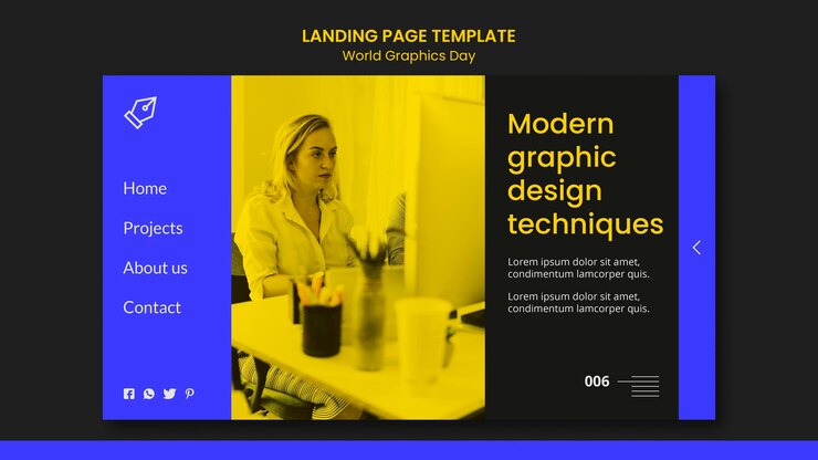 PSD gratuit modèle de page de destination de la journée mondiale du graphisme