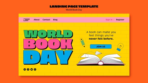 PSD gratuit modèle de page de destination de la journée mondiale du livre