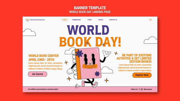 Modèle de page de destination de la journée mondiale du livre