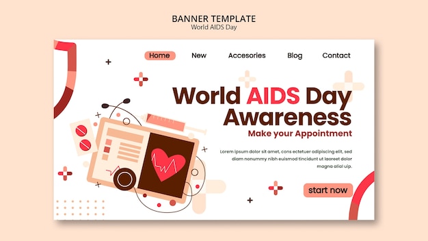 Modèle de page de destination de la journée mondiale du sida