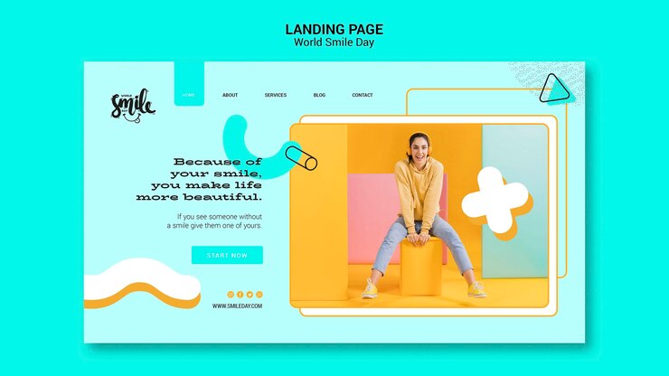 PSD gratuit modèle de page de destination de la journée mondiale du sourire
