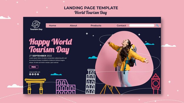 Modèle de page de destination de la journée mondiale du tourisme