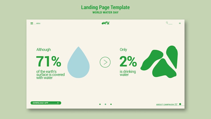 PSD gratuit modèle de page de destination de la journée mondiale de l'eau