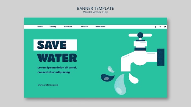 Modèle de page de destination de la journée mondiale de l'eau
