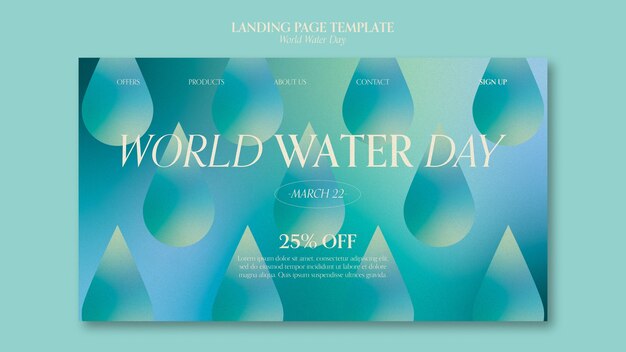 Modèle de page de destination de la journée mondiale de l'eau