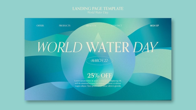 Modèle de page de destination de la journée mondiale de l'eau