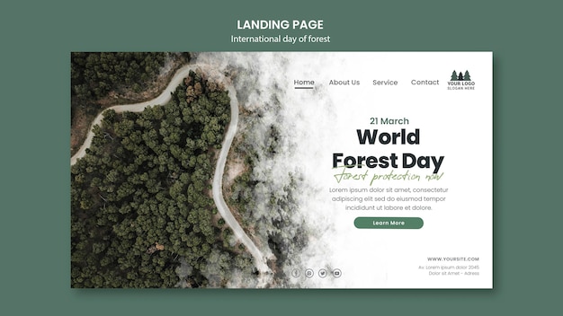 Modèle de page de destination de la journée mondiale de la forêt