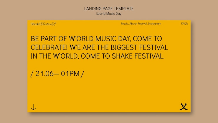 PSD gratuit modèle de page de destination de la journée mondiale de la musique