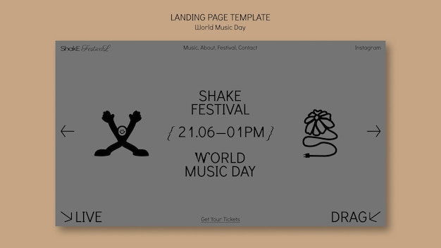PSD gratuit modèle de page de destination de la journée mondiale de la musique