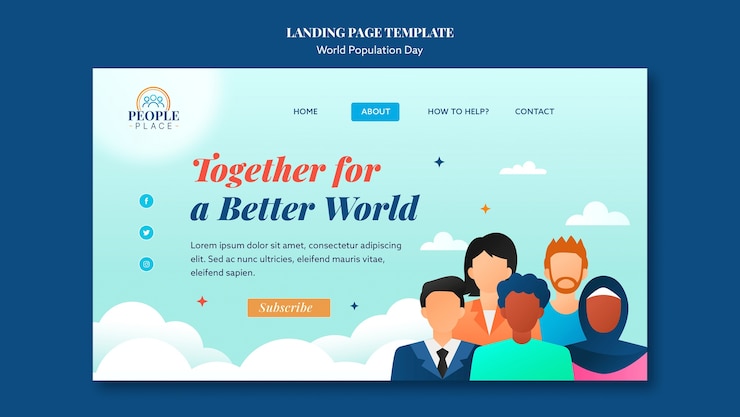 PSD gratuit modèle de page de destination de la journée mondiale de la population