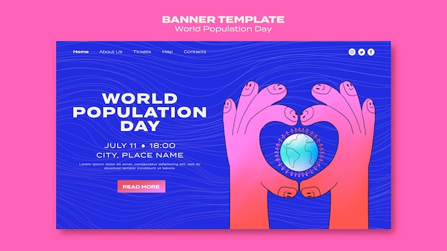 PSD gratuit modèle de page de destination de la journée mondiale de la population