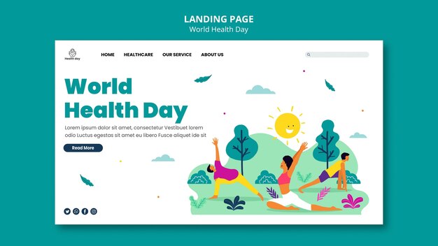Modèle de page de destination de la journée mondiale de la santé