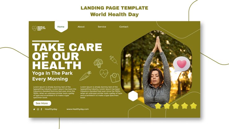 PSD gratuit modèle de page de destination de la journée mondiale de la santé