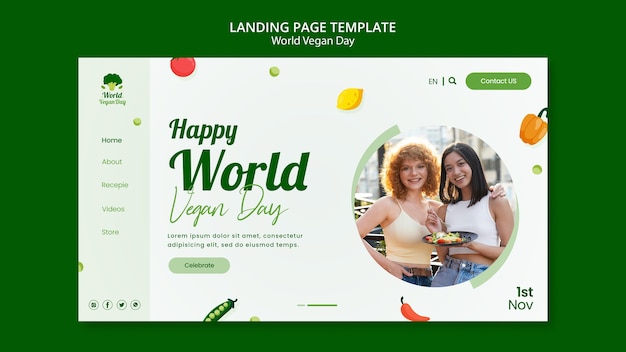 Modèle de page de destination de la journée mondiale des végétaliens