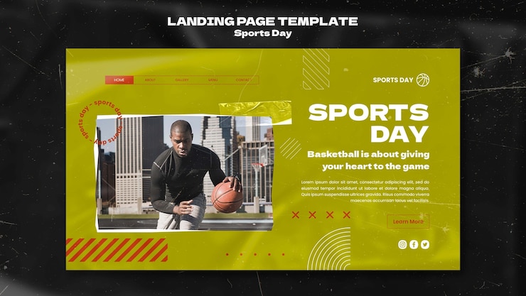 PSD gratuit modèle de page de destination de la journée sportive