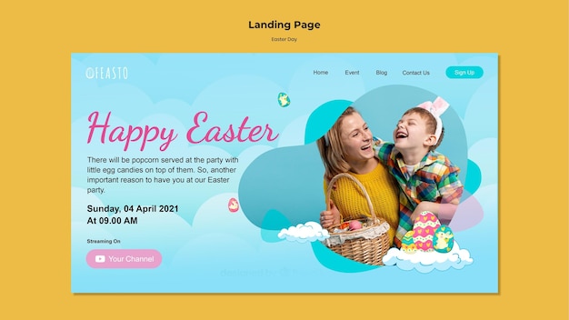 PSD gratuit modèle de page de destination de joyeuses pâques