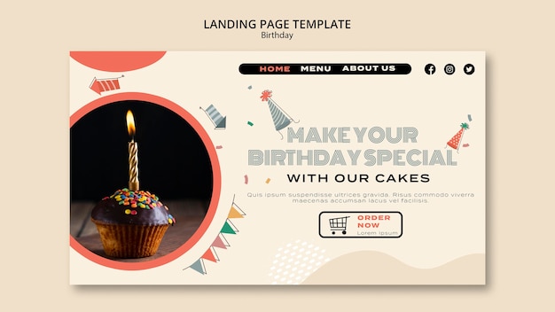 PSD gratuit modèle de page de destination de joyeux anniversaire