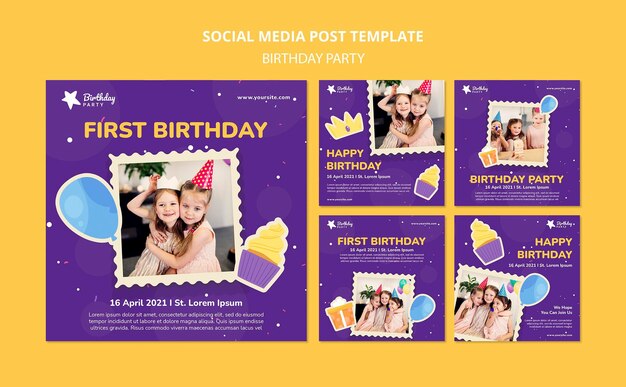 Modèle de page de destination de joyeux anniversaire