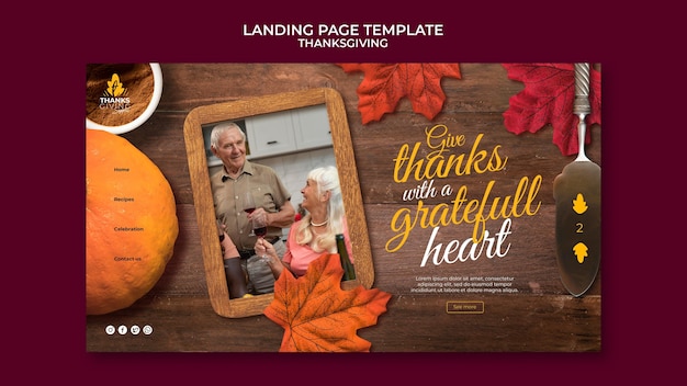 PSD gratuit modèle de page de destination joyeux jour de thanksgiving