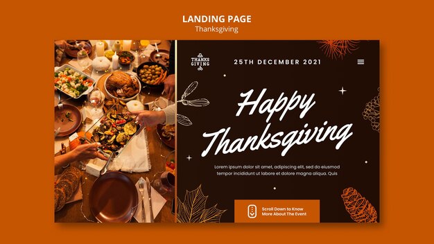 Modèle de page de destination de joyeux Thanksgiving