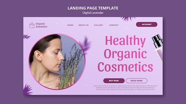 PSD gratuit modèle de page de destination de lavande numérique