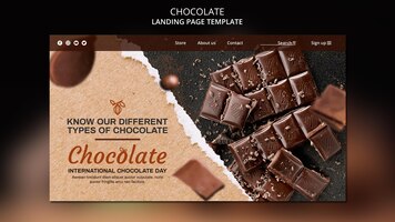 PSD gratuit modèle de page de destination de magasin de chocolat