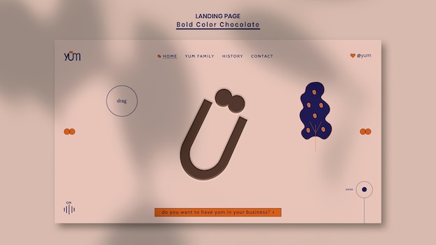 PSD gratuit modèle de page de destination de magasin de chocolat