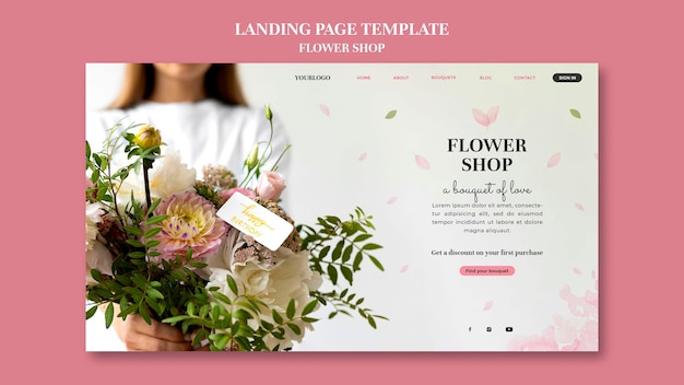 PSD gratuit modèle de page de destination de magasin de fleurs