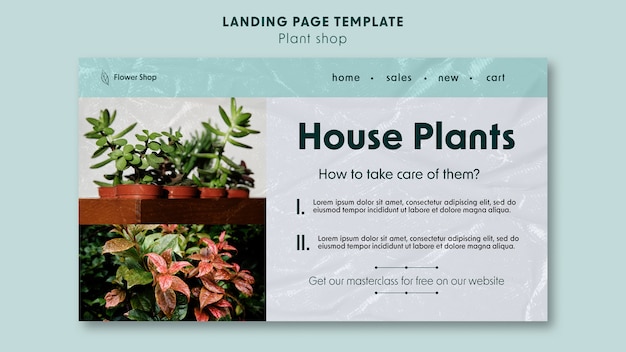 PSD gratuit modèle de page de destination de magasin de plantes