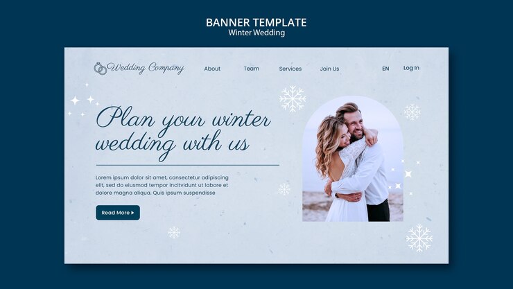 PSD gratuit modèle de page de destination de mariage d'hiver